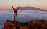 Eric on top of Hualalai at sunset, June 19, 2003
