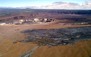 View north-northwest across Kilauea caldera, Kilauea Volcano, Hawai`i