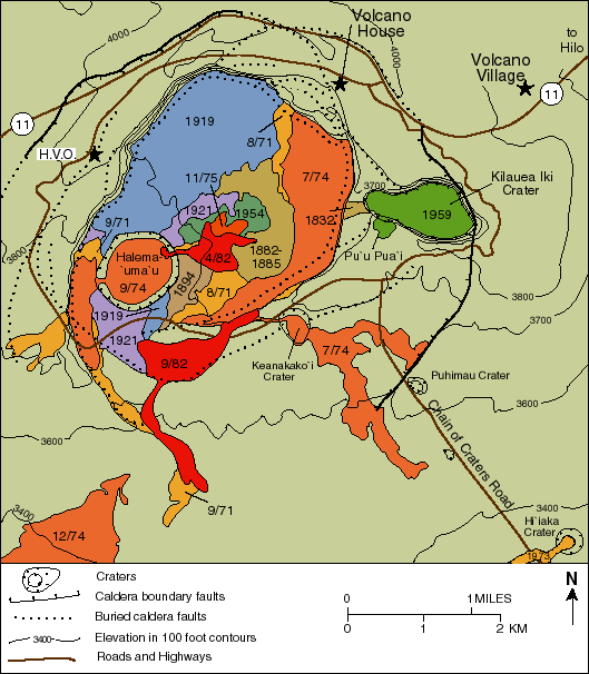 kilauea volcano map. Simplified geologic map