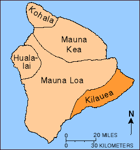 Map of outline of Kilauea Volcano
