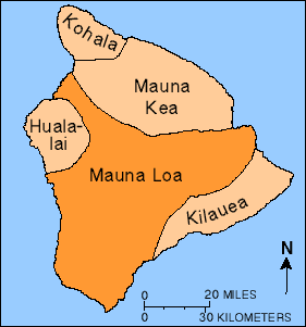 Map of outline of Mauna Loa Volcano