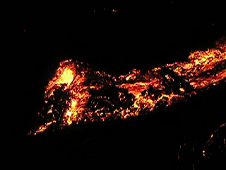 Channeled cascade on Paliuli, Mother's Day flow, Kilauea volcano, Hawai`i